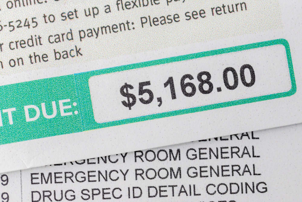 Amount owed from a trip to the emergency room - not covered by insurance