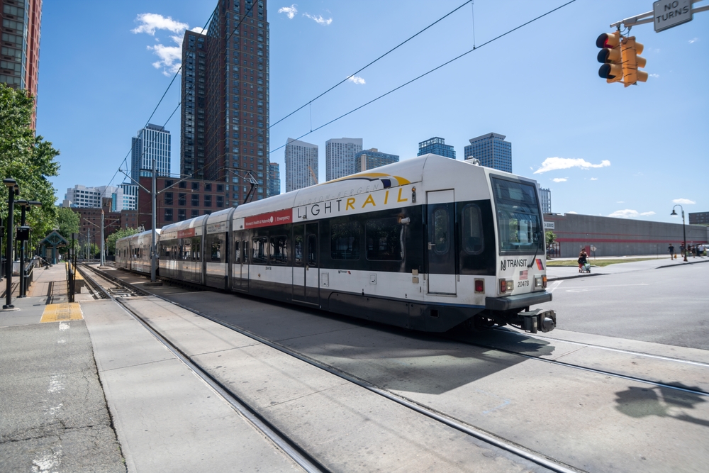 Hudson-Bergen Light Rail at Harsimus Cove Light Rail Station ,Jersey City, NJ
